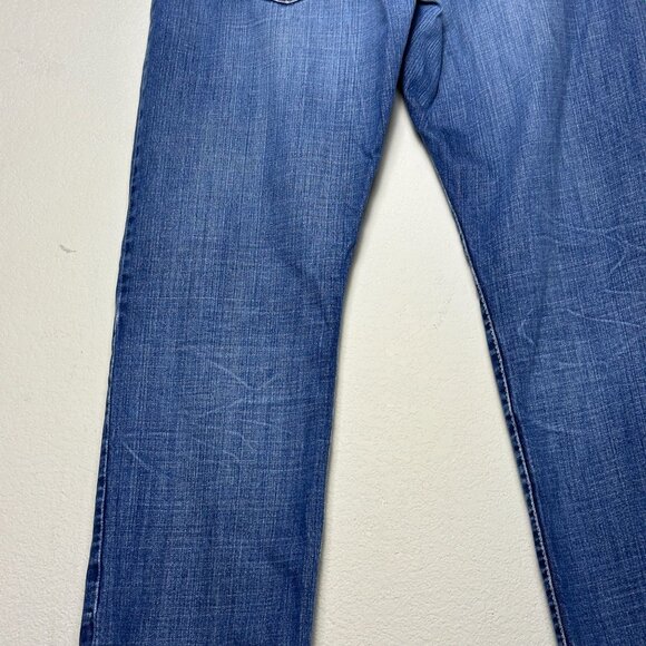 United Colors of Benetton Denim Jean Pant Men Distressed 34x33 Italy Plaid Line - Picture 13 of 14